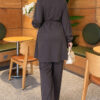 Cape with tie closure and detailed two-piece set Smoke – Bild 4