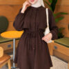 Cape with tie closure and detailed two-piece set Brown – Bild 2