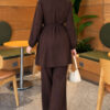 Cape with tie closure and detailed two-piece set Brown – Bild 4