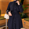 Cape with tie closure and detailed two-piece set Navy Blue - immagine 2