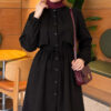Cape with tie closure and detailed two-piece set Black – Image 2