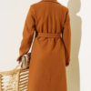 Wool Blend Coat with Cape and Belt Taupe – Image 3