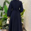 Balloon Sleeve Dress with Pen Detailing Navy Blue - Image 4