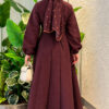 Balloon Sleeve Dress with Pen Detailing Plum – Bild 4