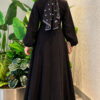 Balloon Sleeve Dress with Pen Detailing Black - Image 4