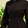 Balloon Sleeve Dress with Pen Detailing Black - Image 5