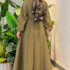 Balloon Sleeve Dress with Pen Detailing Oil Green - Image 4