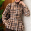 Plaid Shirt with Pen Detail Beige - Imagen 5