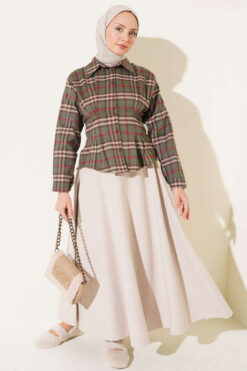 Alternative view of Plaid Shirt with Pen Detail Khaki