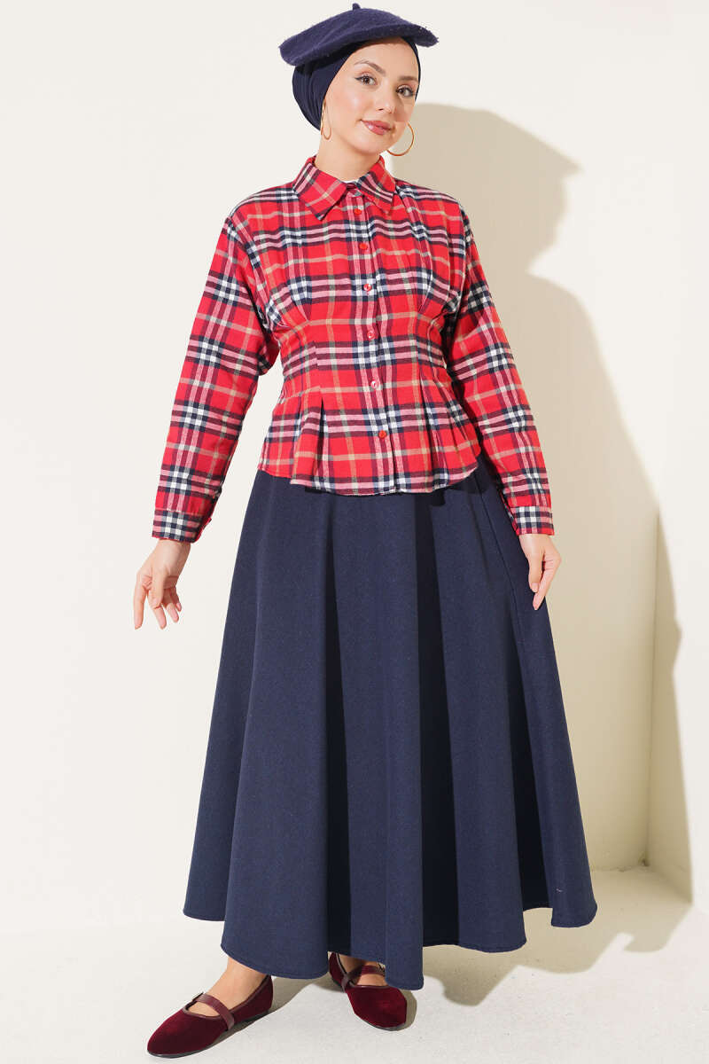 Plaid Shirt with Pen Detail Red – Image 2