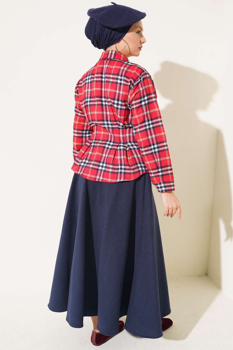 Plaid Shirt with Pen Detail Red – Image 3
