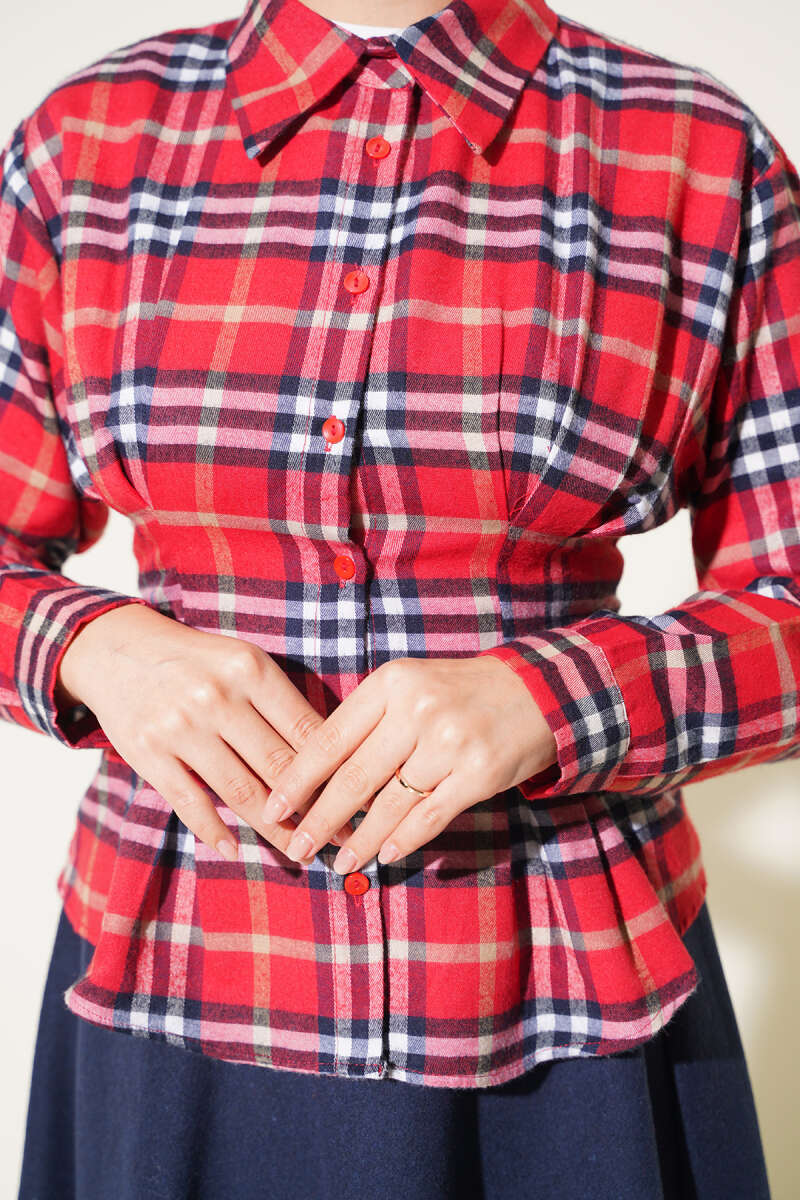 Plaid Shirt with Pen Detail Red – Image 4