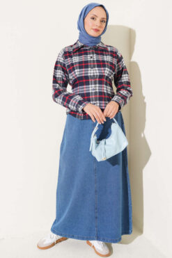 Alternative view of Plaid Shirt with Pen Detail Navy Blue