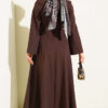 Tunic Dress with Pen Detailing and Drawstring Closure Brown - Imagen 3