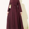 Tunic Dress with Pen Detailing and Drawstring Closure Plum
