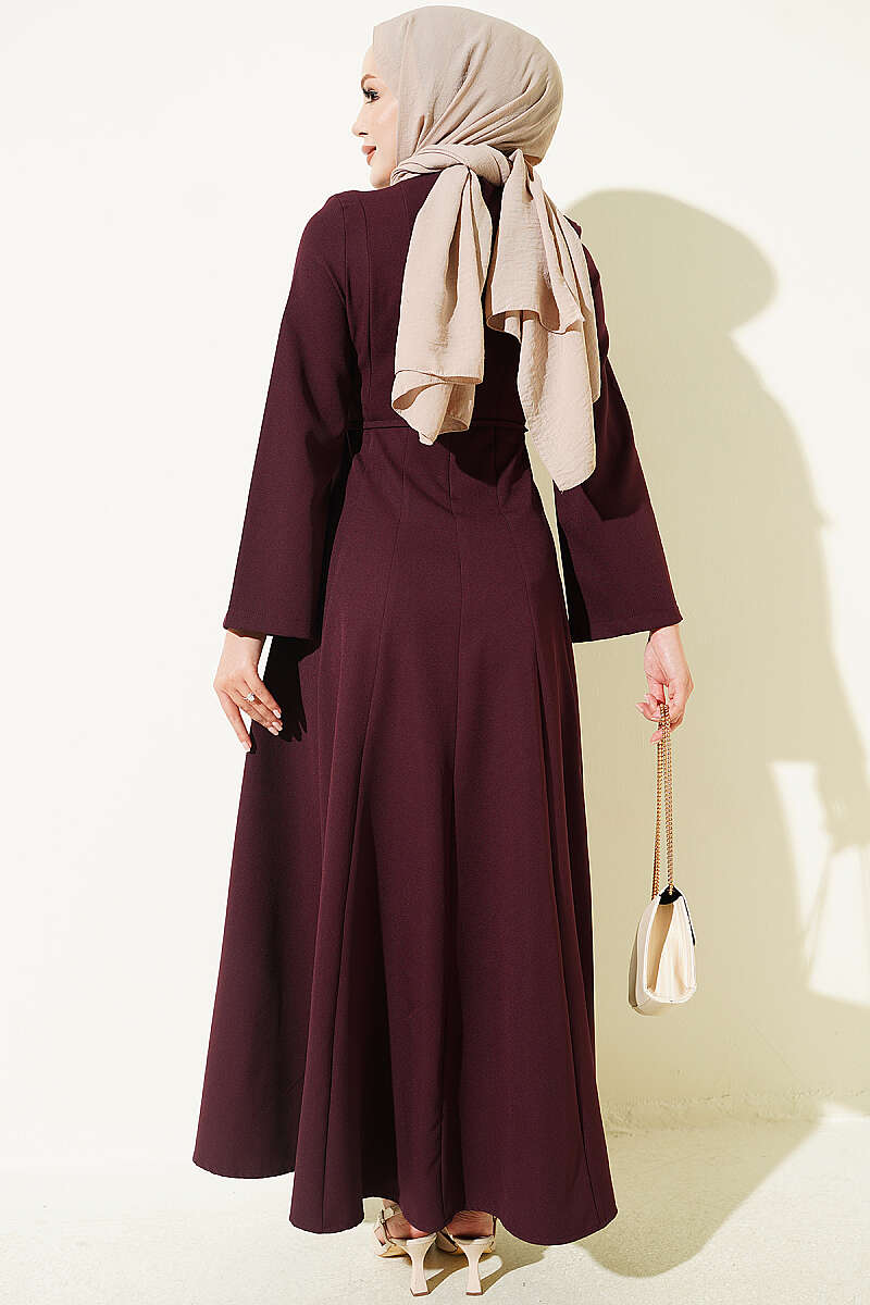 Tunic Dress with Pen Detailing and Drawstring Closure Plum – Bild 3