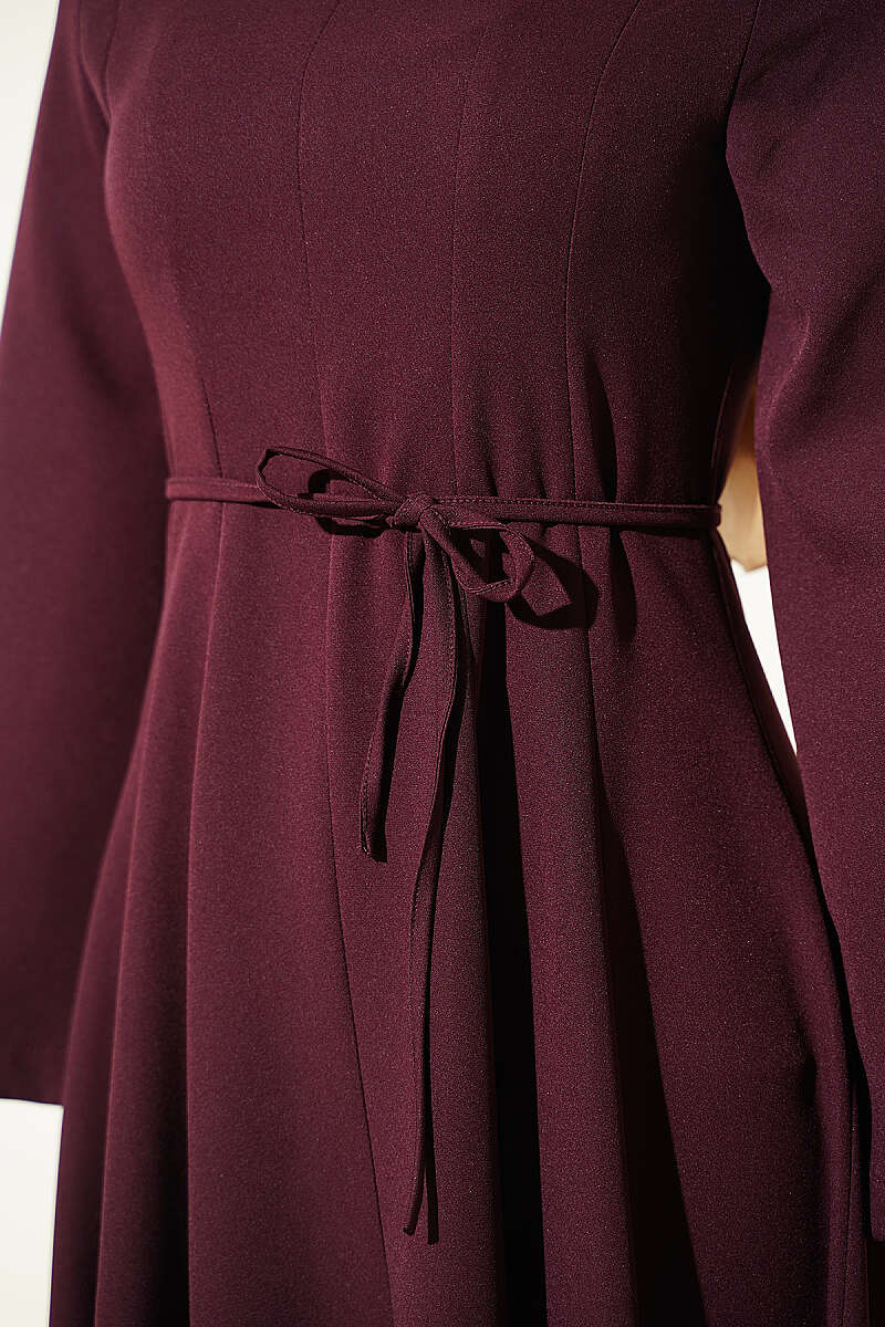 Tunic Dress with Pen Detailing and Drawstring Closure Plum – Bild 4
