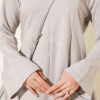 ⁦Striped Cross-Over Knit Tunic with Drawstring Grey⁩ - الصورة ⁦4⁩