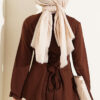 ⁦Striped Cross-Over Knit Tunic with Drawstring Brown⁩ - الصورة ⁦3⁩