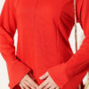 Striped Cross-Over Knit Tunic with Drawstring Red - الصورة 4