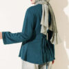 Striped Cross-Over Knit Tunic with Drawstring Petrol Green – Image 3