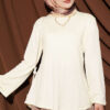 Striped Cross-Over Knit Tunic with Drawstring Yellow