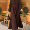 Embroidered Lace Detail Dress Brown