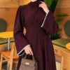 Embroidered Lace Detail Dress Plum - Image 2
