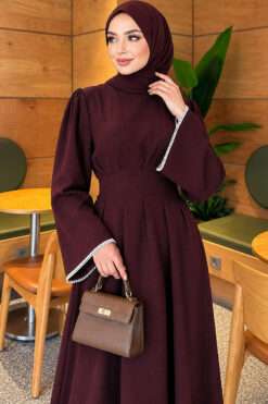 Alternative view of Embroidered Lace Detail Dress Plum