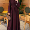 Embroidered Lace Detail Dress Plum - Image 3