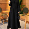 Embroidered Lace Detail Dress Black - Image 3