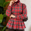 Checkered Pattern French Terry Shirt Red - immagine 3