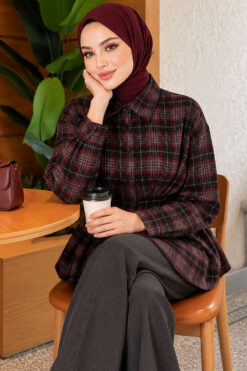 Checkered Pattern French Terry Shirt Black