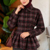 Checkered Pattern French Terry Shirt Black - immagine 3