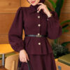 Pencil Belted Skirt Set Plum – Image 2