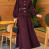 Pencil Belted Skirt Set Plum – Image 3