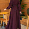 Pencil Belted Skirt Set Plum – Image 4