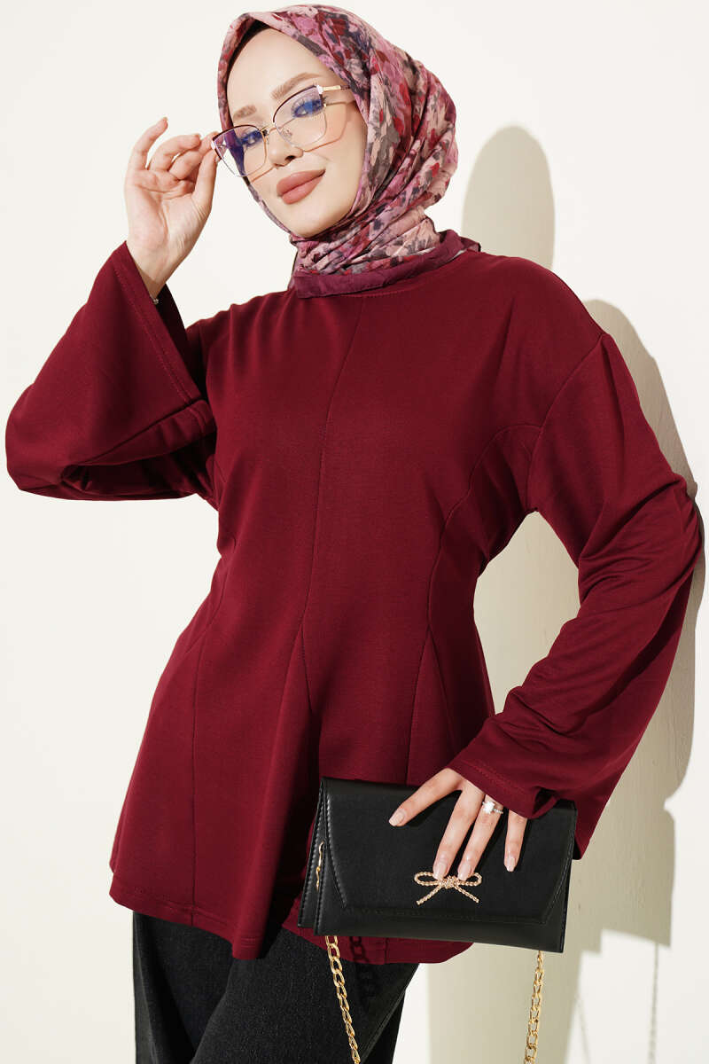 Striped Side-Tie Tunic Burgundy