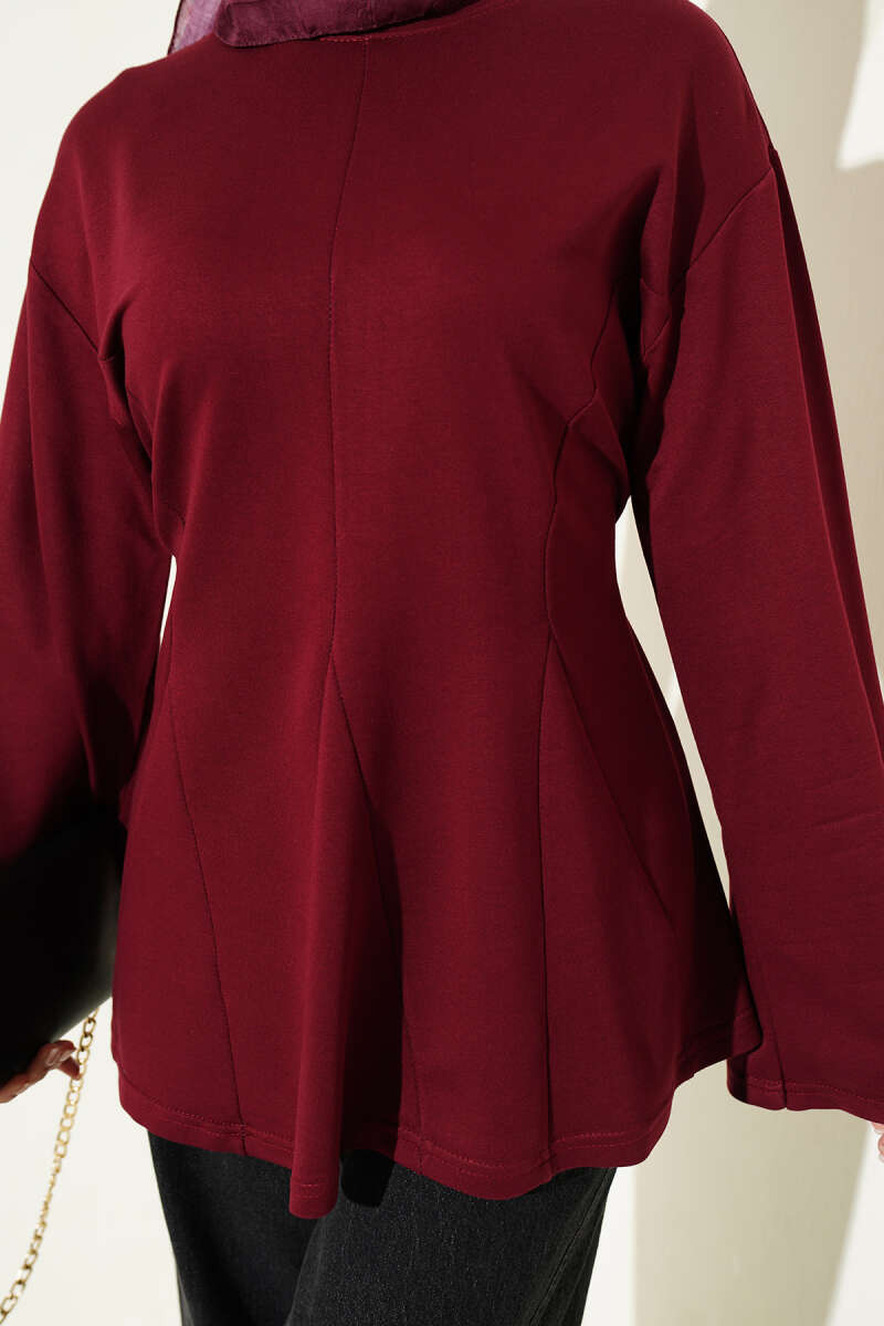 Striped Side-Tie Tunic Burgundy - Imagen 4