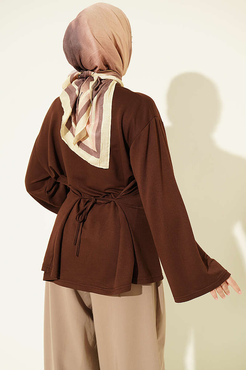Striped Side-Tie Tunic Brown – Bild 3