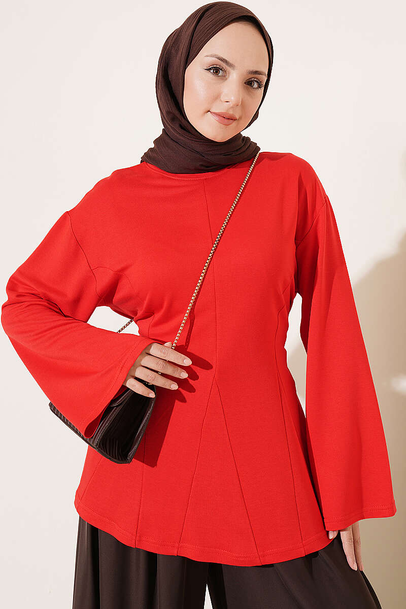 Striped Side-Tie Tunic Red