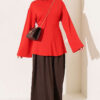 Striped Side-Tie Tunic Red - الصورة 2