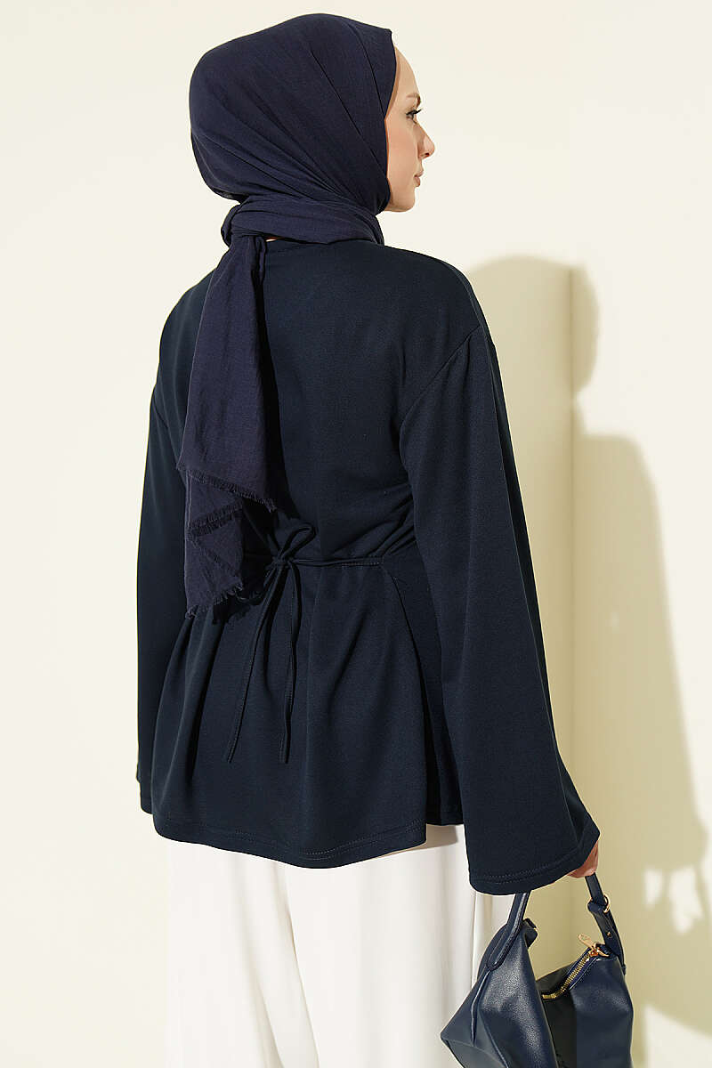 Striped Side-Tie Tunic Navy Blue - الصورة 3