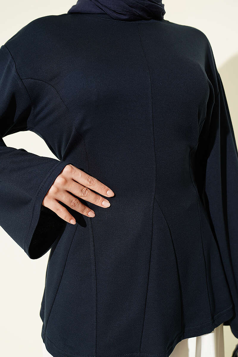 Striped Side-Tie Tunic Navy Blue - الصورة 4