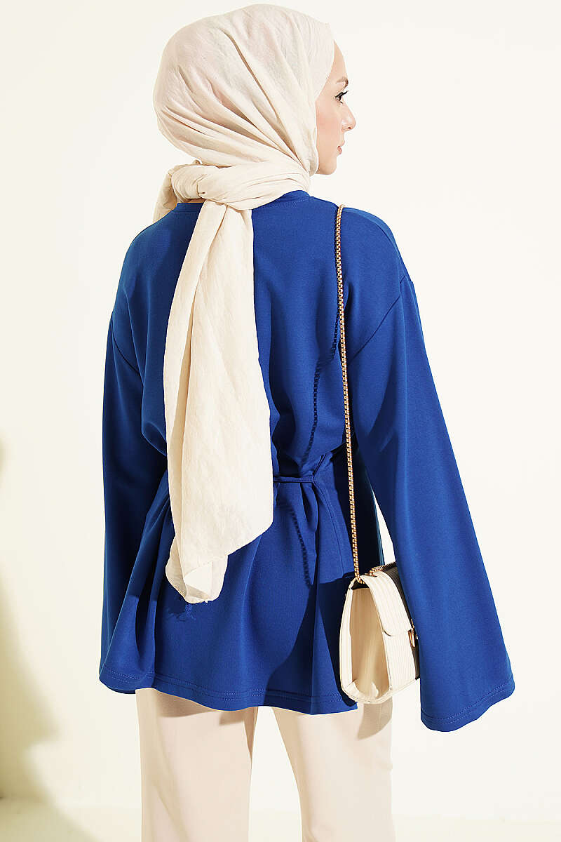 Striped Side-Tie Tunic Saxon Blue - الصورة 3
