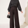 French terry plaid pants Dark Brown – Image 2