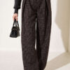 French terry plaid pants Brown
