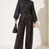 ⁦French terry plaid pants Brown⁩ - الصورة ⁦2⁩
