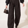⁦French terry plaid pants Brown⁩ - الصورة ⁦4⁩