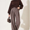 ⁦French terry plaid pants Mink⁩ - الصورة ⁦2⁩